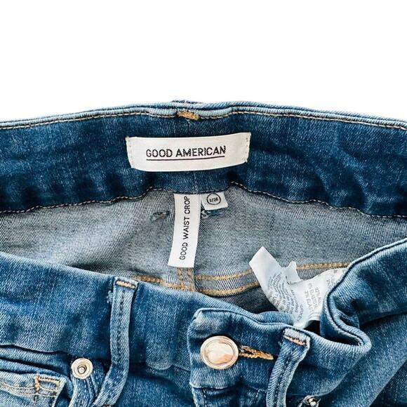 Good American Good Waist Crop Size 2/26 Blue331 Skinny Leg High Rise Stretch - Picture 5 of 8